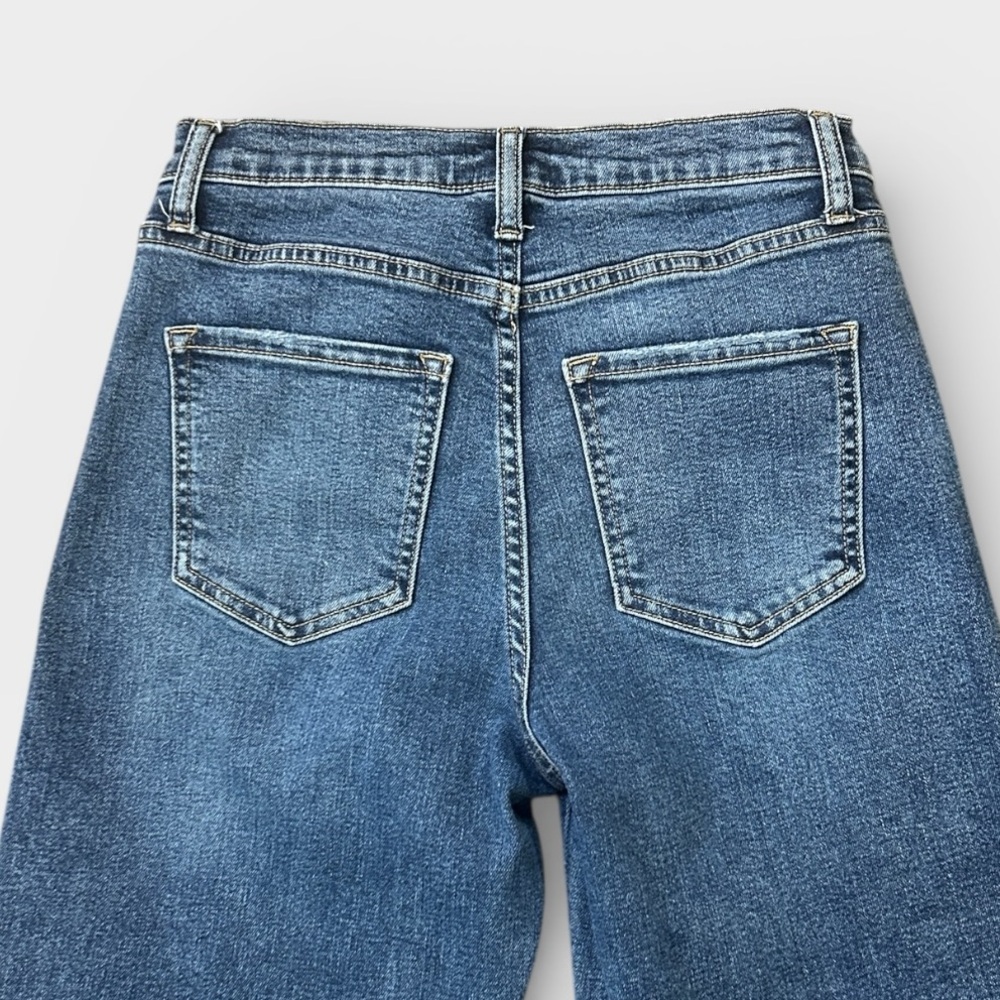 Sneak Peek Wide Leg High Rise Cropped Fringe Hem Denim Jeans Women’s Size 27 - Picture 10 of 10